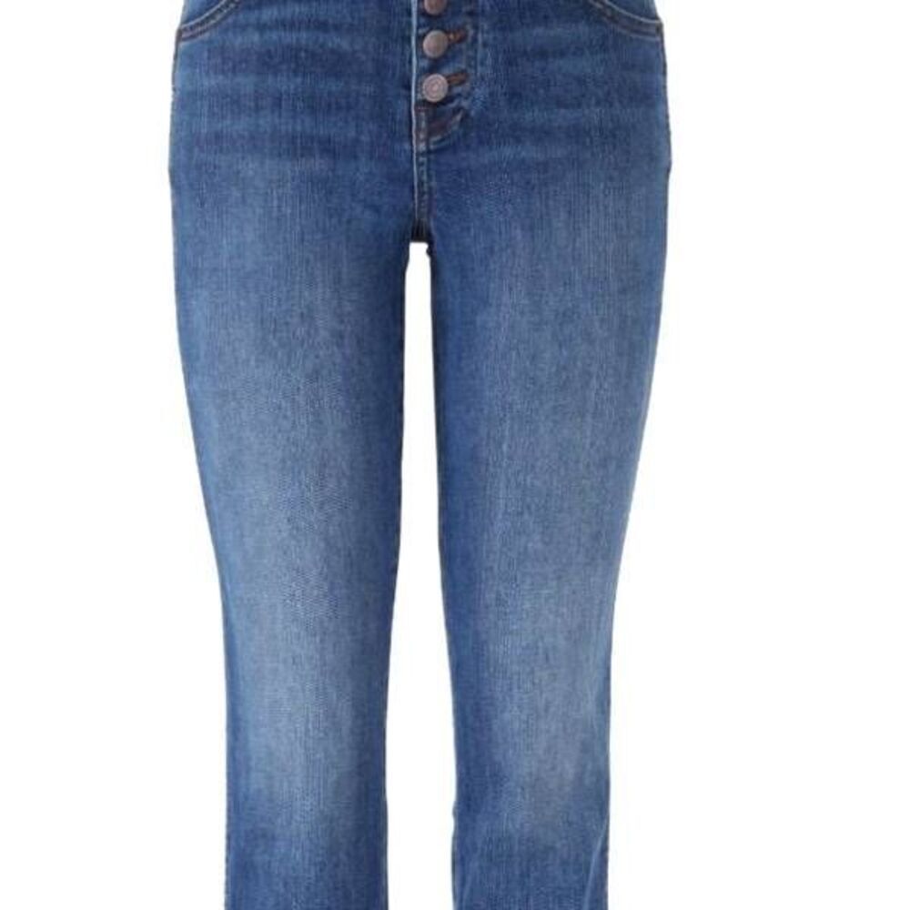 Veronica Beard Ryleigh slim straight high rise button fly Raw Hem jeans size 27
